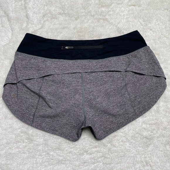 Lululemon Women's Grey Heather Lux Multi Black Speed Up High-Rise Shorts Size 6 - Picture 1 of 6